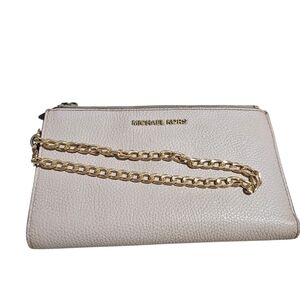 Michael Kors Adele Soft Pink Pebbled Leather Double Zip Wallet VGUC